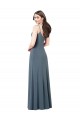 Sleeveless Slate Grey Low Back A-Line V-Neck Prom Dress / Bridesmaid Dress Maidstone