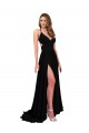 Sleeveless Black Open Back A-Line V-Neck Black Tie Evening Gown / Prom Dress / Bridesmaid Dress Maidstone