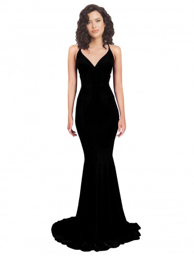 Sleeveless Black Open Back Mermaid V-Neck Formal Evening Gown / Prom Dress / Bridesmaid Dress Maidstone