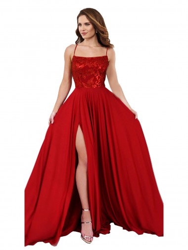Sleeveless Red Criss Cross Open Back A-Line Spaghetti Straps Semi Formal Evening Dress / Prom Dress / Bridesmaid Dress Maidstone