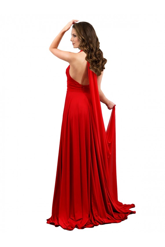 Sleeveless Red Criss Cross Open Back A-Line Halter Neck Formal Evening Gown / Prom Dress / Bridesmaid Dress Maidstone