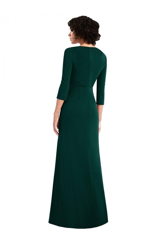 Long Sleeves Dark Green V-Back Trumpet V-Neck Formal Evening Gown / Prom Dress / Bridesmaid Dress Maidstone