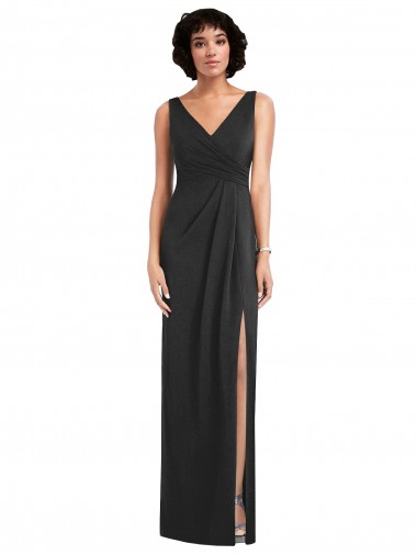 Sleeveless Black V-Back Sheath V-Neck Formal Evening Gown / Prom Dress / Bridesmaid Dress Maidstone