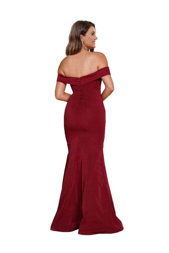 Sleeveless Burgundy Mermaid Off the Shoulder Formal Plus Size Evening Gown / Prom Dress / Bridesmaid Dress Maidstone