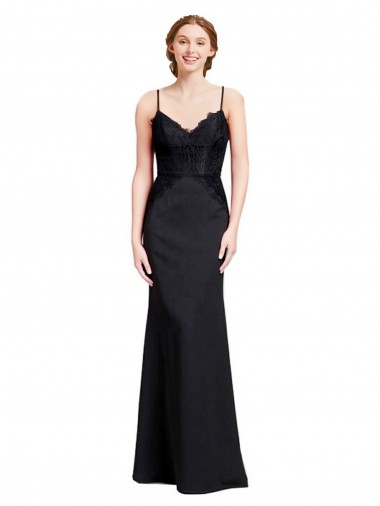 Sleeveless Black Low Back Mermaid Spaghetti Straps Prom Dress / Bridesmaid Dress Maidstone