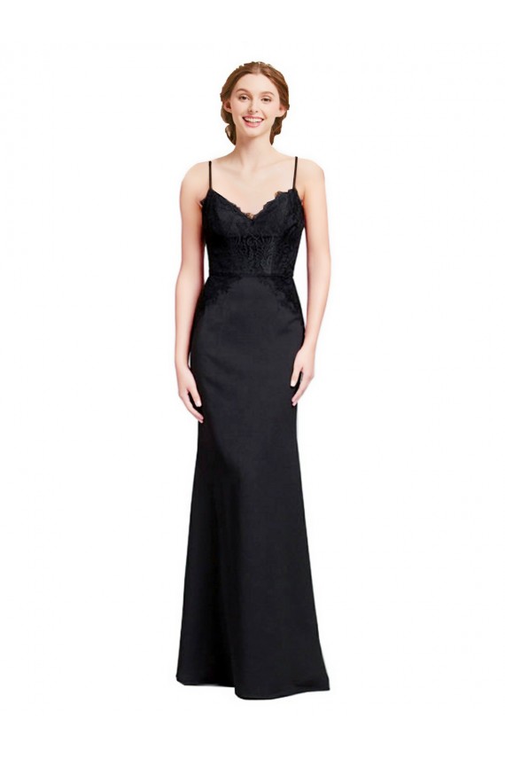 Sleeveless Black Low Back Mermaid Spaghetti Straps Prom Dress / Bridesmaid Dress Maidstone