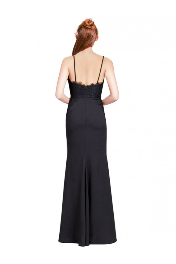 Sleeveless Black Low Back Mermaid Spaghetti Straps Prom Dress / Bridesmaid Dress Maidstone