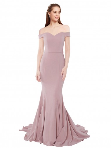 Sleeveless Dusty Pink Mermaid Off the Shoulder Bridesmaid Dress / Evening Dress Maidstone