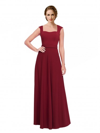 Sleeveless Burgundy A-Line Square Neck Prom Dress / Bridesmaid Dress Maidstone