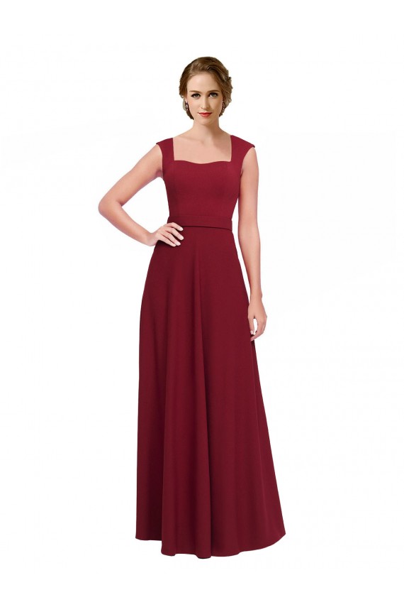 Sleeveless Burgundy A-Line Square Neck Prom Dress / Bridesmaid Dress Maidstone