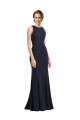 Sleeveless Dark Navy Keyhole Back Sheath Scoop Neck Black Tie Prom Dress / Bridesmaid Dress Maidstone