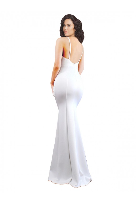 Sleeveless White Low Back Mermaid Spaghetti Straps Black Tie Evening Gown / Prom Dress / Bridesmaid Dress Maidstone