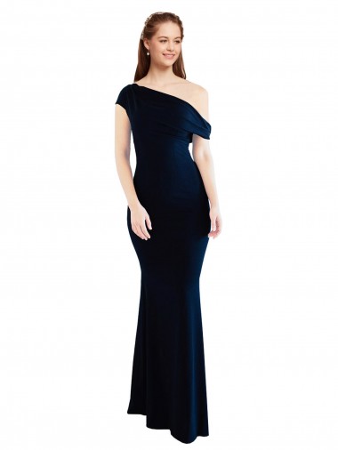 Sleeveless Dark Navy Mermaid One Shoulder Formal Evening Gown / Prom Dress / Bridesmaid Dress Maidstone