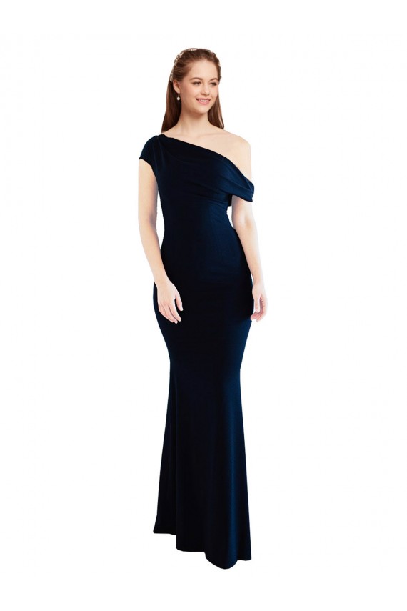 Sleeveless Dark Navy Mermaid One Shoulder Formal Evening Gown / Prom Dress / Bridesmaid Dress Maidstone