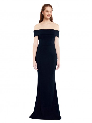 Sleeveless Dark Navy Keyhole Back Mermaid Off the Shoulder Formal Dress / Bridesmaid Dress Maidstone