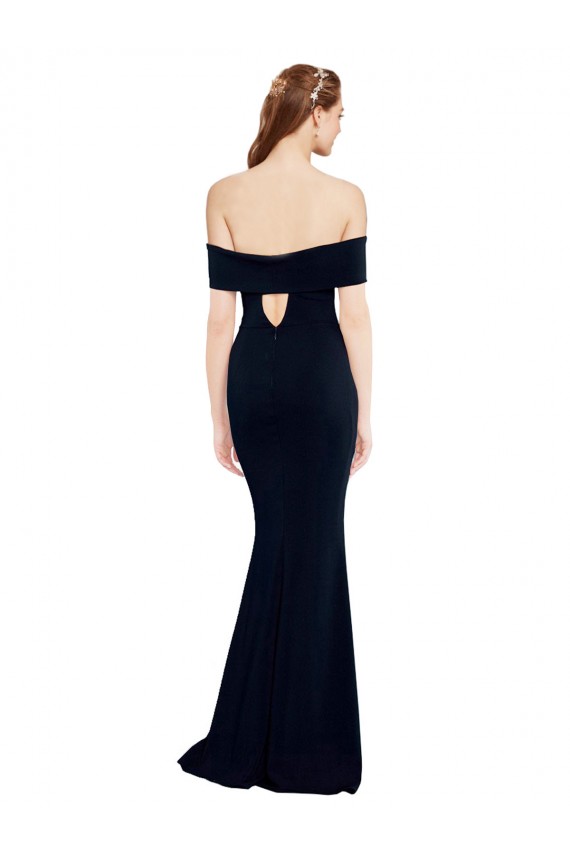 Sleeveless Dark Navy Keyhole Back Mermaid Off the Shoulder Formal Dress / Bridesmaid Dress Maidstone