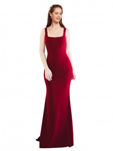 Sleeveless Burgundy Mermaid Square Neck Formal Evening Gown / Prom Dress / Bridesmaid Dress Maidstone