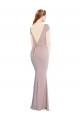 Cap Sleeves Dusty Pink Tie Back Mermaid Boat Neck Formal Evening Gown / Prom Dress / Bridesmaid Dress Maidstone