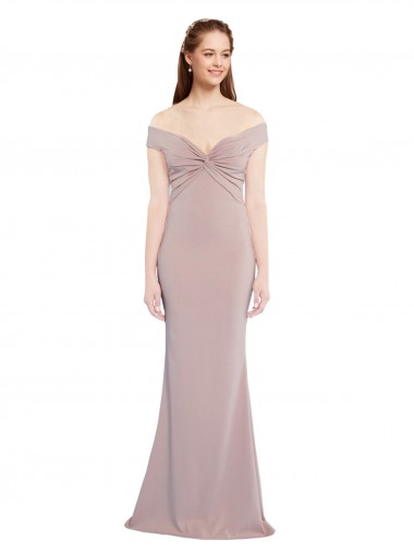 Sleeveless Dusty Pink Keyhole Back Mermaid Off the Shoulder Formal Evening Gown / Prom Dress / Bridesmaid Dress Maidstone