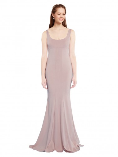 Cap Sleeves Dusty Pink Mermaid Scoop Neck Formal Evening Gown / Prom Dress / Bridesmaid Dress Maidstone