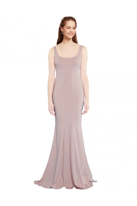 Cap Sleeves Dusty Pink Mermaid Scoop Neck Formal Evening Gown / Prom Dress / Bridesmaid Dress Maidstone