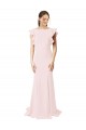 Ruffle Sleeves Pink V-Back Mermaid, Sheath Jewel Neck Black Tie Prom Dress / Bridesmaid Dress Maidstone