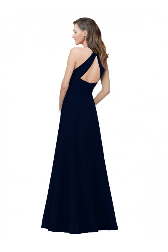 Sleeveless Dusty Pink Keyhole Back A-Line Jewel Neck Prom Dress / Bridesmaid Dress Maidstone