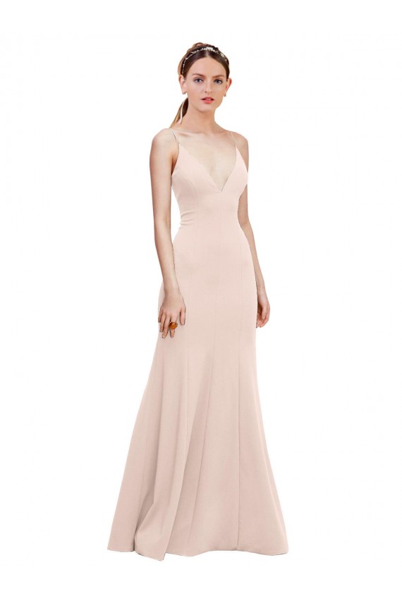 Sleeveless Pink V-Back A-Line V-Neck Formal Dress / Bridesmaid Dress Maidstone