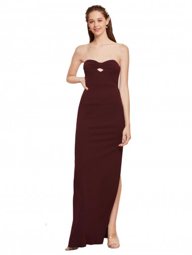 Sleeveless Burgundy Gold Sheath Strapless Formal Evening Gown / Prom Dress / Bridesmaid Dress Maidstone