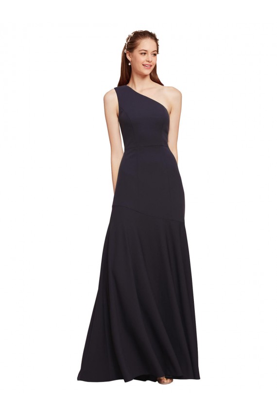 Sleeveless Dark Navy A-Line One Shoulder Formal Evening Gown / Prom Dress / Bridesmaid Dress Maidstone