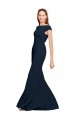Sleeveless Dark Navy Open Back A-Line Boat Neck Formal Evening Gown / Prom Dress / Bridesmaid Dress Maidstone