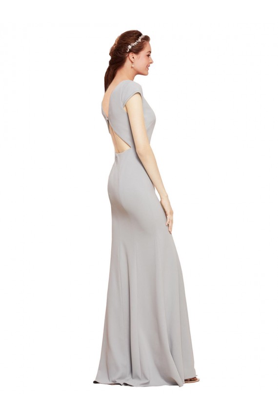 Sleeveless Dark Navy Open Back A-Line Boat Neck Formal Evening Gown / Prom Dress / Bridesmaid Dress Maidstone
