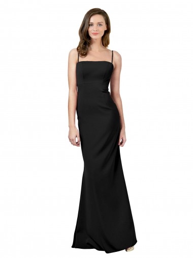 Sleeveless Black Open Back Sheath Spaghetti Straps Formal Evening Gown / Prom Dress / Bridesmaid Dress Maidstone