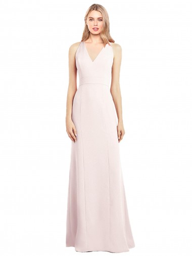 Sleeveless Pink Keyhole Back Trumpet V-Neck Semi Formal Evening Dress / Prom Dress / Bridesmaid Dress Maidstone