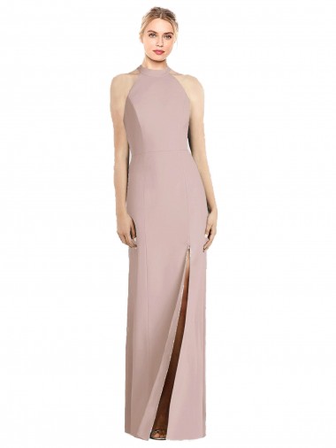 Sleeveless Dusty Pink Open Back Trumpet Halter Neck Semi Formal Evening Dress / Bridesmaid Dress Maidstone