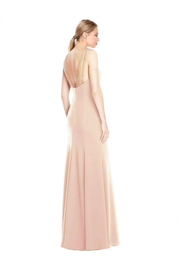Sleeveless Nude Open Back Trumpet Bateau Neck Semi Formal Evening Dress / Prom Dress / Bridesmaid Dress Maidstone