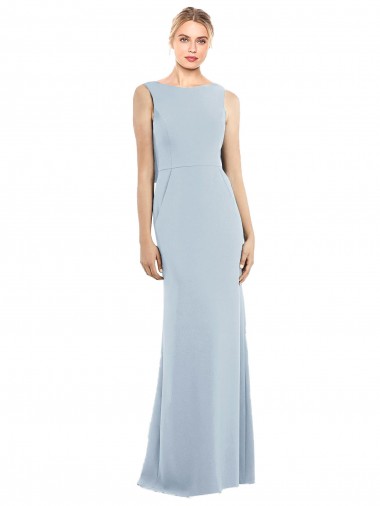 Sleeveless Light Sky Blue Low Back Trumpet Bateau Neck Semi Formal Evening Dress / Prom Dress / Bridesmaid Dress Maidstone