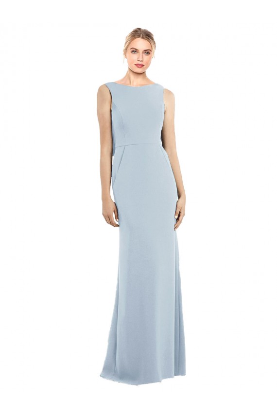 Sleeveless Light Sky Blue Low Back Trumpet Bateau Neck Semi Formal Evening Dress / Prom Dress / Bridesmaid Dress Maidstone