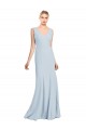 Sleeveless Light Sky Blue Low Back Trumpet V-Neck Bridesmaid Dress / Formal Dress Maidstone