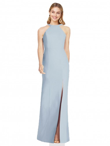 Sleeveless Light Sky Blue Backless Trumpet Halter Neck Formal Evening Gown / Bridesmaid Dress Maidstone