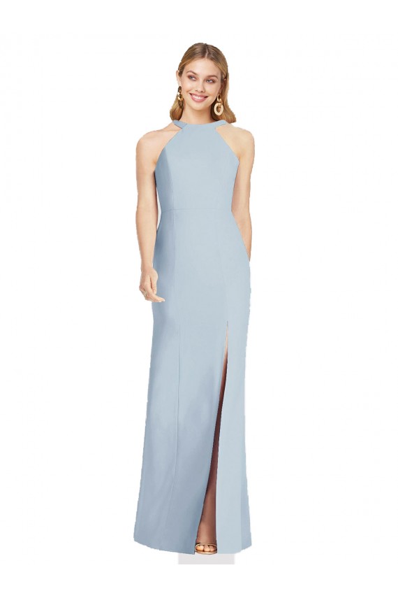 Sleeveless Light Sky Blue Backless Trumpet Halter Neck Formal Evening Gown / Bridesmaid Dress Maidstone