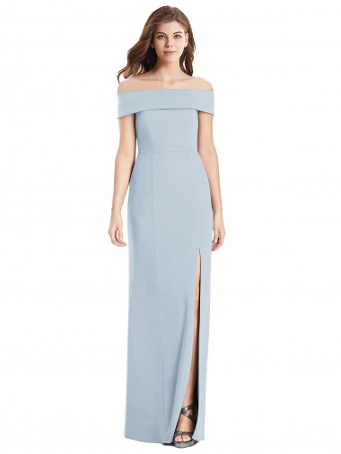 Sleeveless Light Sky Blue Trumpet Off the Shoulder Formal Dress / Bridesmaid Dress Maidstone