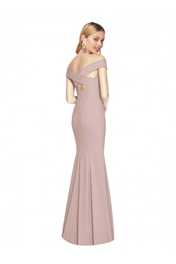 Sleeveless Dusty Pink Criss Cross Back Trumpet Off the Shoulder Semi Formal Evening Dress / Prom Dress / Bridesmaid Dress Maidstone