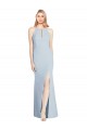 Sleeveless Light Sky Blue Keyhole Back Trumpet Halter Neck Semi Formal Evening Dress / Prom Dress / Bridesmaid Dress Maidstone