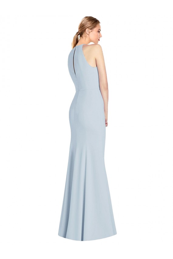 Sleeveless Light Sky Blue Keyhole Back Trumpet Halter Neck Semi Formal Evening Dress / Prom Dress / Bridesmaid Dress Maidstone