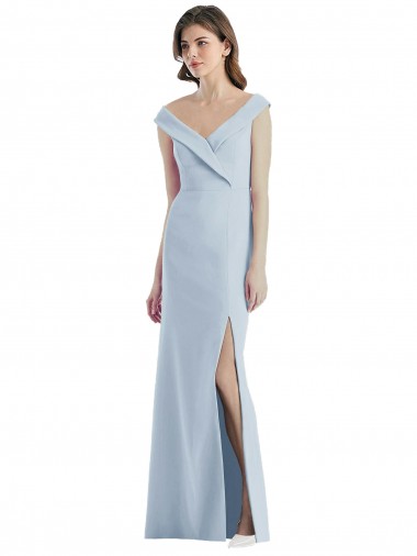 Sleeveless Light Sky Blue A-Line Off the Shoulder Black Tie Evening Gown / Bridesmaid Dress Maidstone