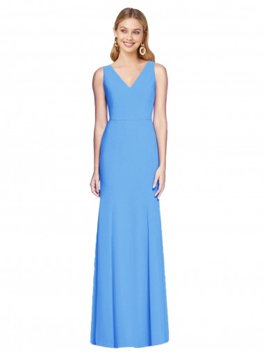 Sleeveless Peacock Blue Keyhole Back Trumpet V-Neck Semi Formal Evening Dress / Prom Dress / Bridesmaid Dress Maidstone
