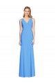 Sleeveless Peacock Blue Keyhole Back Trumpet V-Neck Semi Formal Evening Dress / Prom Dress / Bridesmaid Dress Maidstone