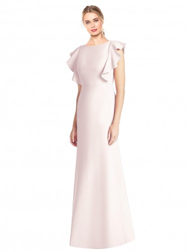 Cap Sleeves Pink Open Back Trumpet Bateau Neck Formal Dress / Bridesmaid Dress Maidstone