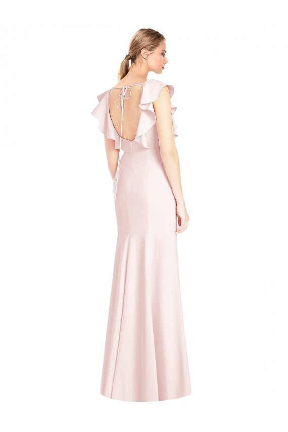 Cap Sleeves Pink Open Back Trumpet Bateau Neck Formal Dress / Bridesmaid Dress Maidstone